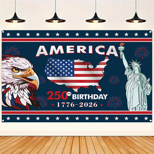 Drapeau artisanal du 250e <span class=keywords><strong>anniversaire</strong></span> de l'Amérique 1776-2026, drapeau patriotique avec carte des États-Unis pour la 4ème de juillet et la fête de l'Indépendance, décoration murale - Product Image 1