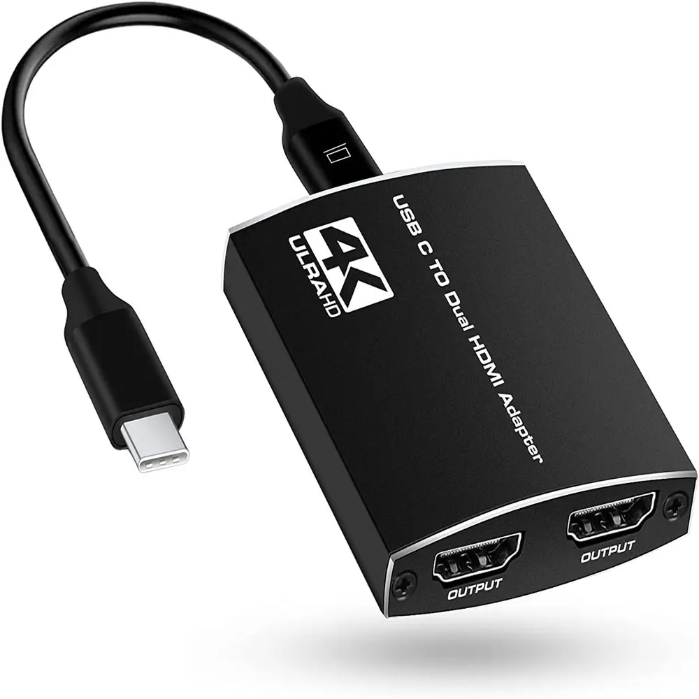 USB C to Dual HDMI Displays Digital AV Adapter 4K 60hz USB 3.1 Type C to 2 Port HDMI Converter with PD and 3.5mm Audio