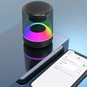 미니 휴대용 스테레오 블루투스 스피커 슈퍼베이스 사운드 RGB 라이트 맞춤형 로고 5W ABS 플라스틱 극장 게임 AUX FM 박스형
