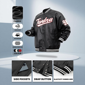 Fabricant OEM, veste varsity sur mesure de haute qualité pour hommes, polyester/coton, col en V, broderie du logo sur le devant - Product Image 4