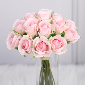 Fleurs en tissu de soie en gros, 20 têtes, pour décoration de mariage, petites roses artificielles pour bouquet de mariée, fausses roses blanches - Product Image 5