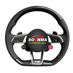 Volant de voiture personnalisé en cuir véritable et fibre de carbone, compatible avec <span class=keywords><strong>Audi</strong></span> R8 A3 A4 A5 A6 A7 S3 S5 Q5 Q7 <span class=keywords><strong>TT</strong></span> TTs <span class=keywords><strong>RS</strong></span> RS3 RS5 RS7 - Product Image 4