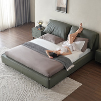 ATUNUS Industrielles Postmodernes Hochwertiges Schlafzimmermöbel Elefantenohr-Bett Stoff-Leder-Holz Bettgestell