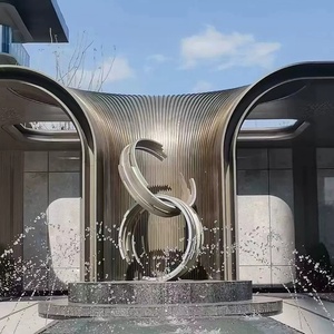 <span class=keywords><strong>Fontana</strong></span> d'Acqua da Esterno con Scultura a Specchio, Scultura ad Anello in Metallo per Decorazione <span class=keywords><strong>di</strong></span> Hotel e Giardini - Product Image 1