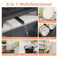 Étagère de rangement double couche WIREKING pour ustensiles de cuisine, égouttoir à vaisselle au-dessus de l'évier avec porte-couverts