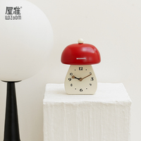 WOZOOM Horloge de table Décor de bureau naturel Horloge de maison champignon Art déco Bureau Café Art Horloge de bureau moderne