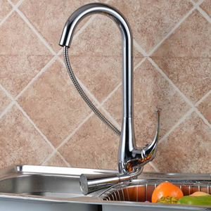 Pull <b>Down</b> Kitchen Mixer Brass Taps Chrome Single Handle Pull Out Sprayer Kitchen MK9934 Kitchen - Product Image 1