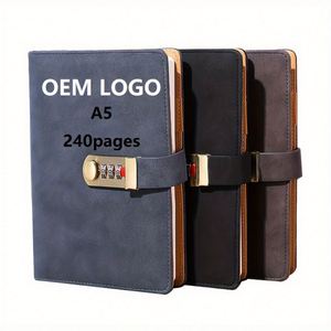 Secure Locking Customizable Digital Printing <b>Planner</b> A5 PU Leather Thermal Binding <b>Journal</b> Squared Hardcover Notebook Password - Product Image 1