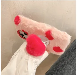 Funda de teléfono de felpa de piel cálida de invierno <span class=keywords><strong>peluda</strong></span> con corazón de amor lindo 3D para iPhone 14 13 12 11 Pro XS Max Plus funda trasera suave y esponjosa - Product Image 5