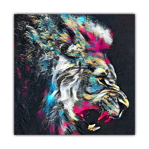 Lion Animal Canvas Print Wall Art Painted Lion with Personalized Personality for Living Room Bedroom Home Office Wall Decor Art