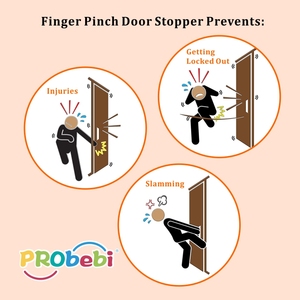Probebi SD045 Soft Silicone Baby <strong>Door</strong> Pinch Guard Child Safety <strong>Door</strong> Stopper for <strong>Finger</strong> Protection, Baby-Proofing <strong>Door</strong> Clip - Product Image 4