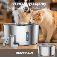 Fontaine à eau pour animaux de compagnie 7L en acier inoxydable, alimentée par USB, filtration au charbon actif, eau propre recirculante, grande capacité, directement de l'usine