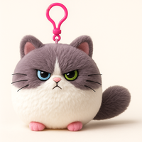 OEM personnalisé expression émotionnelle chat oreiller en colère heureux anthropomorphe porte-clés sac à dos pendentif peluche jouet poupée cadeau