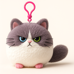 OEM personnalisé <span class=keywords><strong>expression</strong></span> émotionnelle chat oreiller en colère heureux anthropomorphe porte-clés sac à dos pendentif peluche jouet poupée cadeau - Product Image 5