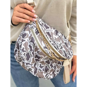 Tas pinggang rantai emas tas selempang nilon wanita lucu musim gugur tas Crossbody sabuk selempang Fanny Pack dompet wanita Usa - Product Image 1