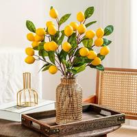 Branche de citron artificielle inaltérable, couleur jaune personnalisée, branche flexible pour décoration de cheminée, manteau de cheminée, vase