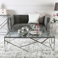 Table basse de conception contemporaine de cadre d'acier inoxydable d'or de dessus en verre transparent pour des meubles de salon ou la décoration à la maison
