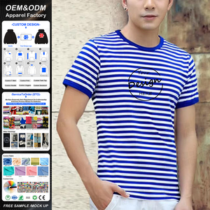 JL1226A all'ingrosso popolare tra <span class=keywords><strong>Strip</strong></span> da uomo T-Shirt stile navale Jersey da uomo T-Shirt cotone di alta qualità a righe T-Shirt da uomo - Product Image 1