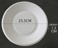 Assiette ronde de 6 pouces en pulpe de bagasse, vaisselle moulée en fibre naturelle, bord côtelé, pour l'emballage alimentaire, la boulangerie et la restauration