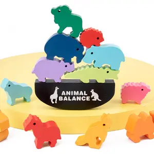 बच्चों के लिए कस्टम रंगीन 3डी लकड़ी की पहेली पशु स्टेकर ब्लॉक खिलौने बच्चों के लिए शैक्षिक लकड़ी की पहेली