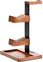 Support pour manette et casque en bois massif - Organisateur de jeu 2 en 1 pour deux manettes et casques, compatible avec toutes les consoles principales