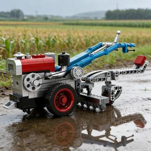 Tracteur rétro à main, blocs de construction pour enfants, modèle de véhicule agricole, moissonneuse-batteuse, plastique ABS, construction - Product Image 2