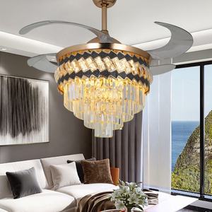 พัดลมเพดาน LED คริสตัลแบบทันสมัยมีเสียงรบกวนต่ำควบคุมระยะไกล6สปีดดีไซน์ทันสมัย - Product Image 2