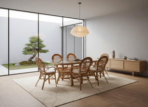 Juego de Comedor JAVA en Oferta, Diseño Inspirado en Java, Estilo Tradicional, Juego de Comedor Confortable, Mesa Larga, Ratán Hecho a Mano, Hotel, Villa - Product Image 6