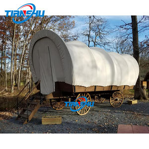 वाटरप्रूफ ग्लैम्पिंग प्रेयरी टेंट हाउस गाड़ी लकड़ी के आउटडोर ग्लैम्पिंग लक्जरी सफारी रेगिस्तान होटल रिसॉर्ट हाउस कवर वैगन - Product Image 1
