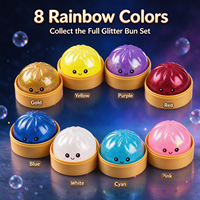 Jouet sensoriel anti-stress en silicone transparent effet gelée, rebond lent, en forme de chignon souple, paillettes arc-en-ciel, 8 couleurs, cadeau de fête