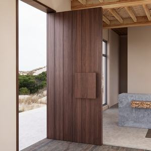 Porte d'entrée extérieure moderne de luxe en bois massif, anti-effraction, étanche, pivotante, pour le Canada - Product Image 5