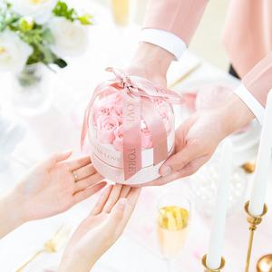 Venta al por mayor de regalo del Día de San Valentín cilindro Rosa flor jabón regalo anillo conjunto cadena pendientes joyeros para novia - Product Image 3