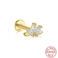 Nouveauté Gaby : Bijoux de piercing interne pour l'oreille, zircon scintillant, argent S925, boucles d'oreilles pour cartilage, vente en gros de bijoux de piercing corporel