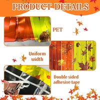 Dekorasi Dinding Tirai Rumbai Foil Daun Maple Merah Oranye & Kuning untuk Pesta Thanksgiving