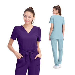 Logo personnalisé ensemble de gommages médicaux OEM hôpital clinique Salon gommages polyester Spandex uniformes de médecin conception à la mode ensembles d'infirmière - Product Image 3