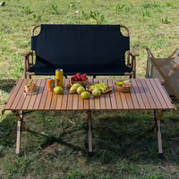 Table de camping pliante portable en bois massif de hêtre pour le camping et les pique-niques, mobilier d'extérieur