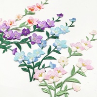 Nouveau Design Multicolore Polyester Coudre Dentelle Patches En Gros Broderie Wintersweet Fleur Décoration Applique pour Vêtement FA03