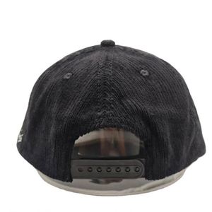 Vintage Style Unstructured Corduroy Flat Brim Snapback Cap Custom Felt Embroidery Two Color Tones <b>Hat</b> - Product Image 4