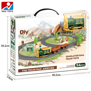 Treno Elettrico Fai-da-Te con 54 Pezzi in ABS, Segnali Stradali Simulati e Scena con Bambole, Gioco Puzzle - Product Image 3