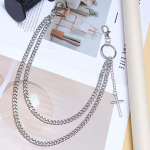 Waist <b>Chain</b> Double Layer Metal <b>Cross</b> Pendant Zinc Alloy Hip Hop Daily Wear Accessory Unisex - Product Image 3