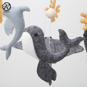 Mobile bébé en feutre thème océan pour chambre d'enfant, décoration nautique, mobile suspendu en bois pour berceau, baleine, <span class=keywords><strong>dauphin</strong></span>, mouette, corail - Product Image 3