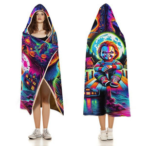 Mantas Personalizadas al por Mayor con Estampado de Halloween, Mantas Cálidas y Cómodas de Franela para Sofá y Cama, Tipo Sudadera con Capucha - Product Image 3
