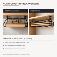 Support de rangement sous armoire pour planches à découper et couvercles de casseroles, en acier au carbone, fixation par pince sans perçage, organisateur de cuisine suspendu