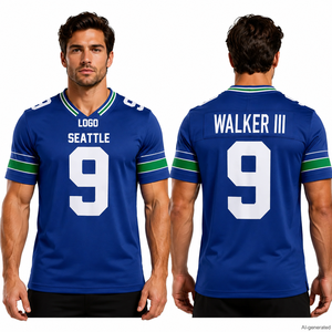 Uniforme de football américain taille 6XL avec logo personnalisé, impression par sublimation, personnalisation pour équipes et clubs - T-shirt à col en V pour homme - Product Image 4