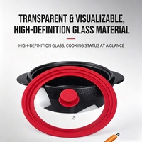 Couvercle de pot en verre universel multi-tailles |   Bordure en silicone anti-éclaboussures et aérateur de vapeur |   Résistant à la chaleur, compatible lave-vaisselle pour ustensiles de cuisine