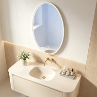 Espejo de Baño Moderno Ovalado con Iluminación LED, Táctil Inteligente, Antivaho, con Luz Regulable, para Montar en la Pared, Ideal para Hoteles y Hogares