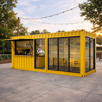 Kiosque de café mobile en acier préfabriqué au design moderne, boutique conteneur avec fenêtre de service
