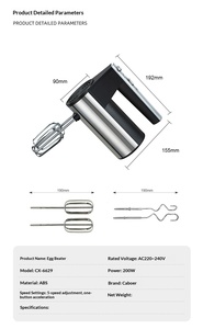 Batteur Électrique Silencieux Multifonctionnel 5 Vitesses CX-6629 - Fouets en Acier Inoxydable pour <span class=keywords><strong>la</strong></span> Pâtisserie Maison, <span class=keywords><strong>la</strong></span> Préparation de Gâteaux et <span class=keywords><strong>la</strong></span> Fouettée de Crème - Product Image 4