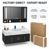 Meuble-lavabo moderne sur mesure pour hôtel et villa avec miroir intelligent, panneau MDF et glissières de tiroir à fermeture douce