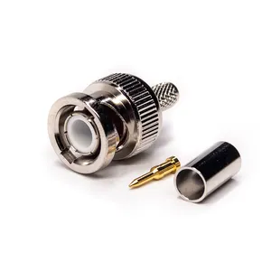 50 75 Ohm Cabo Coaxial Conector De Compressão BNC Crimp Masculino Feminino RG6 RG11 RG58 RG59 RG60 RG174 LMR195 com 3G HD / SDI / CCTV